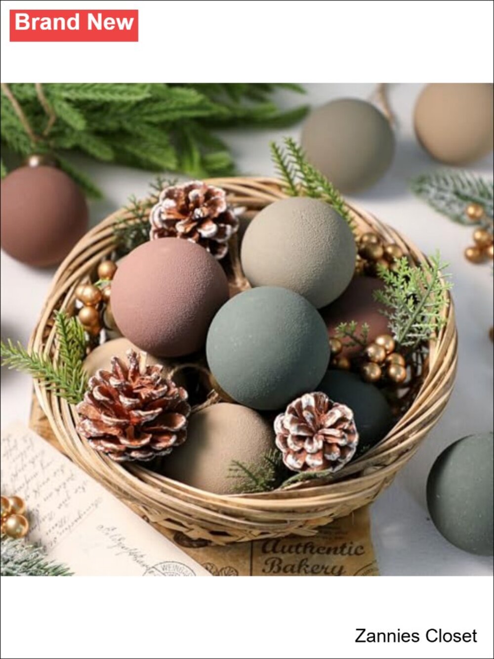 🎄 15 Pc Neutral Matte Christmas Ball Ornaments 2.36" Shatterproof Plastic